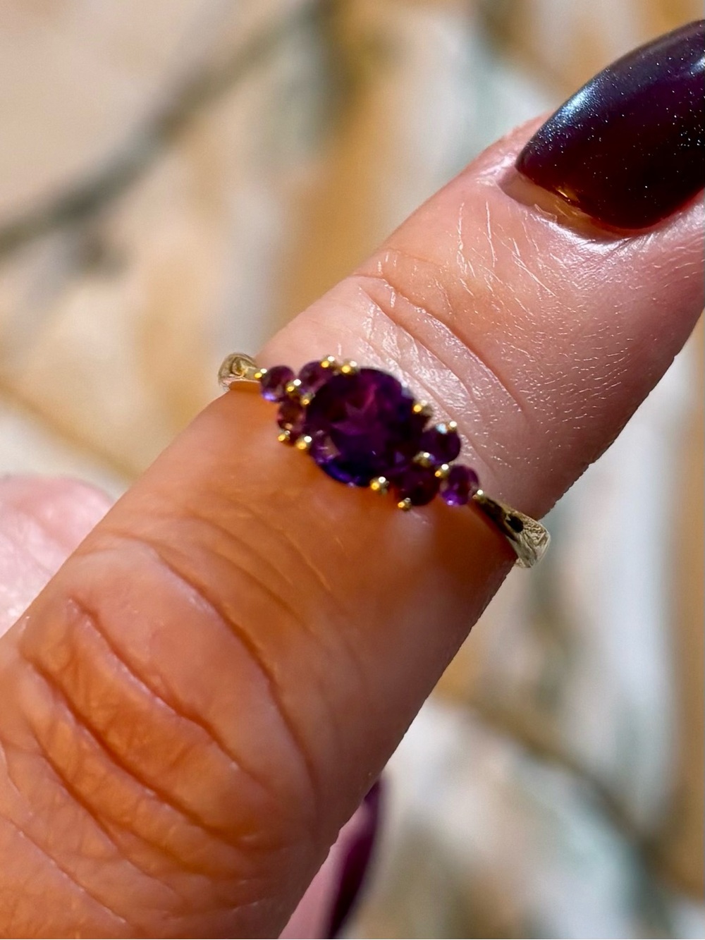 10k Solid Yellow Gold Genuine Amethyst Ring 8